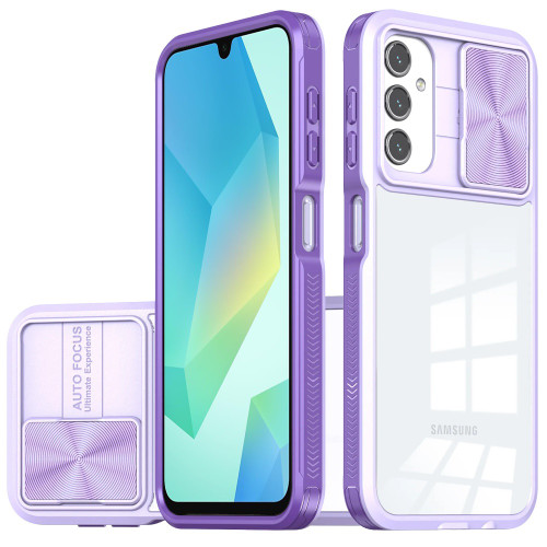 HD Transparent Case with Camera Privacy Cover for Samsung Galaxy A16 5G - Purple