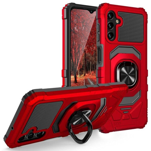 Military Grade Robotic Series Hybrid Case with Ring Grip for Samsung Galaxy A16 5G - Red