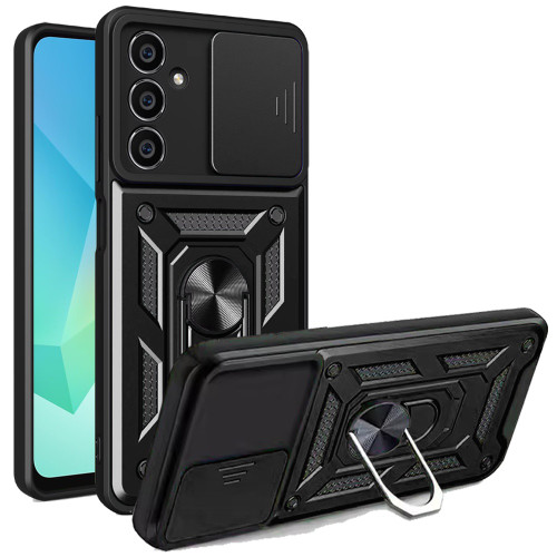 Military Grade Superior Series Hybrid Case with Ring Grip and Camera Lens Cover for Samsung Galaxy A16 5G - Black