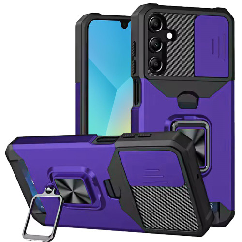 Military Grade All-In-One Ring Stand Card Case for Samsung Galaxy A16 5G - Purple