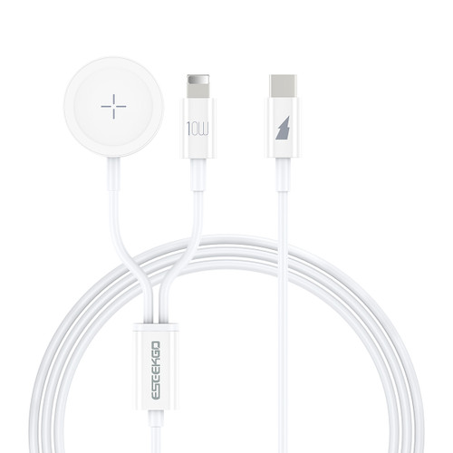 2-IN-1 Magnetic Charging Cable (USB-C to Lightning) for Apple Watch - White