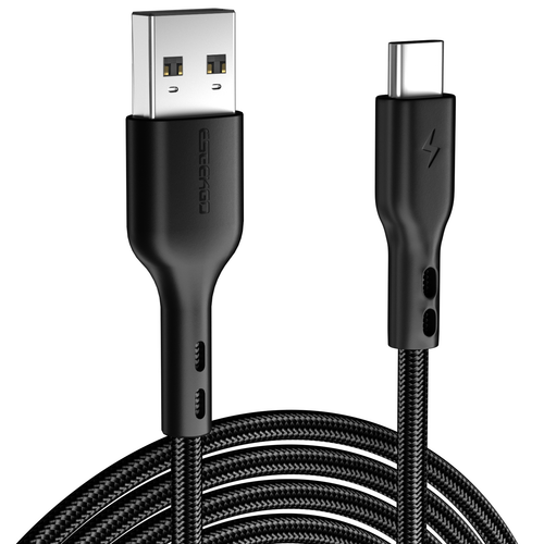 4 ft. High-Speed 3A Braided USB-C to USB-A Charge & Sync Cable - Black
