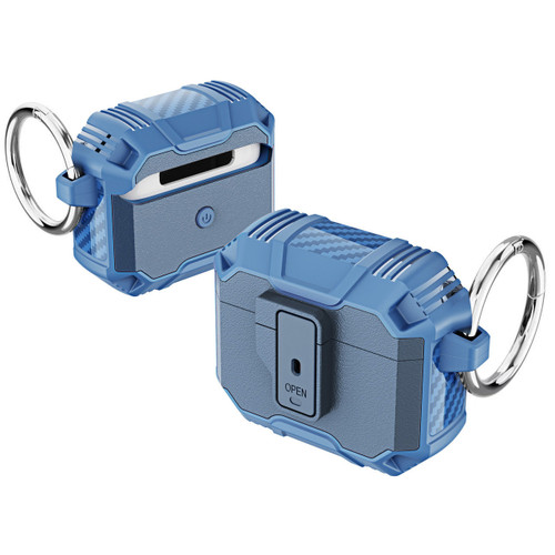 Carbon Series TUFF Hybrid Case with Secure Lock Clip for AirPods (4th Generation) - Blue