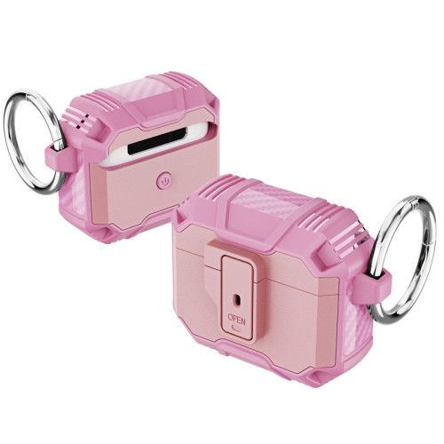 Carbon Series TUFF Hybrid Case with Secure Lock Clip for AirPods (4th Generation) - Pink