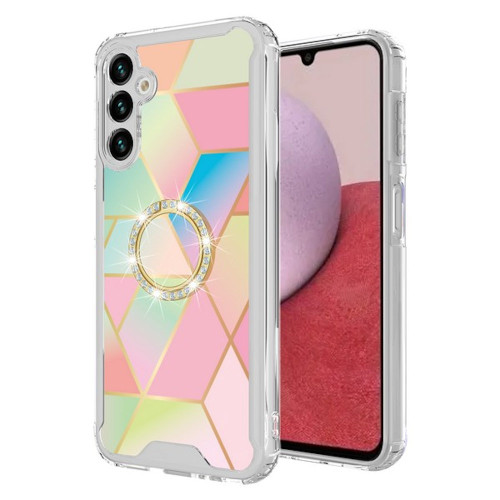 Shockproof Fusion Shield Tough Snap-on Case with Ring Grip for Samsung Galaxy A16 5G - Rainbow