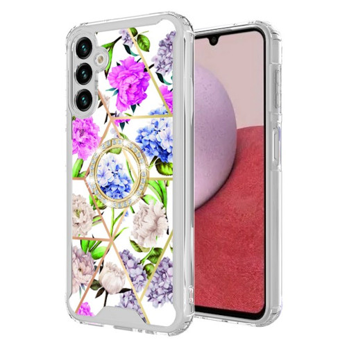 Shockproof Fusion Shield Tough Snap-on Case with Ring Grip for Samsung Galaxy A16 5G - Flower
