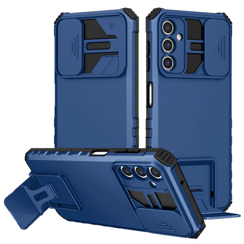 Military Grade Camera Privacy Cover Hybrid Case with Kickstand for Samsung Galaxy S25 Plus - Blue