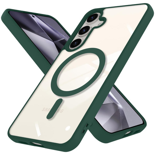 Acrylic Transparent Case with MagSafe Magnetic Ring for Samsung Galaxy S25 - Green