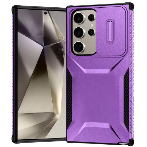 Combat Tough Series Hybrid Case with Camera Lens Cover for Samsung Galaxy S25 Ultra - Purple