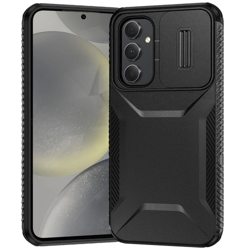 Combat Tough Series Hybrid Case with Camera Lens Cover for Samsung Galaxy S25 - Black
