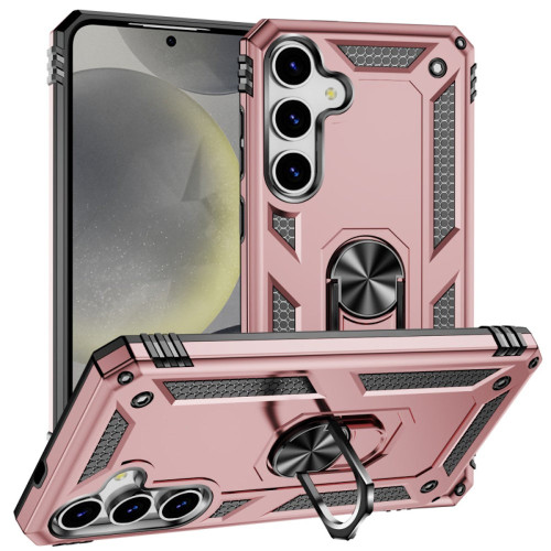 Military Grade Hybrid Case with Ring Grip for Samsung Galaxy S25 - Rose Gold
