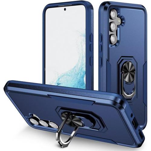 Military Grade TUFF Shockproof Hybrid Armor Case with Ring Grip for Samsung Galaxy S25 - Blue