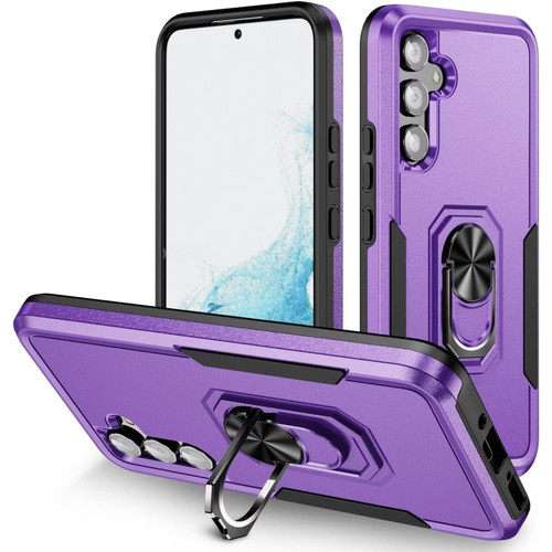 Military Grade TUFF Shockproof Hybrid Armor Case with Ring Grip for Samsung Galaxy S25 - Purple
