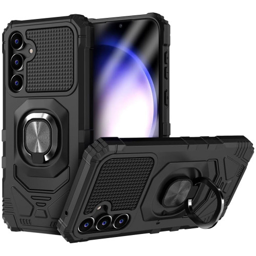 Military Grade Robotic Series Hybrid Case with Ring Grip for Samsung Galaxy S25 - Black