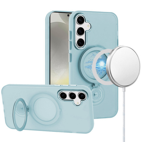 Candy Series Hybrid Case with MagSafe Magnetic Ring for Samsung Galaxy S25 - Sky Blue