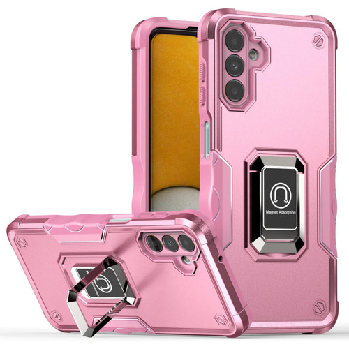 Military Grade Shockproof Hybrid Armor Case with Ring Grip for Samsung Galaxy S25 - Pink