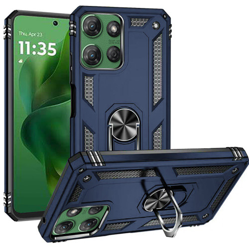Military Grade Hybrid Case with Ring Grip for Motorola Moto G Power 2025 - Blue