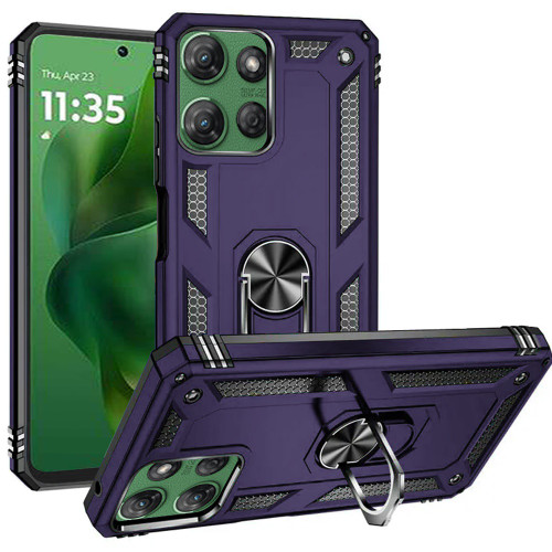 Military Grade Hybrid Case with Ring Grip for Motorola Moto G Power 2025 - Purple