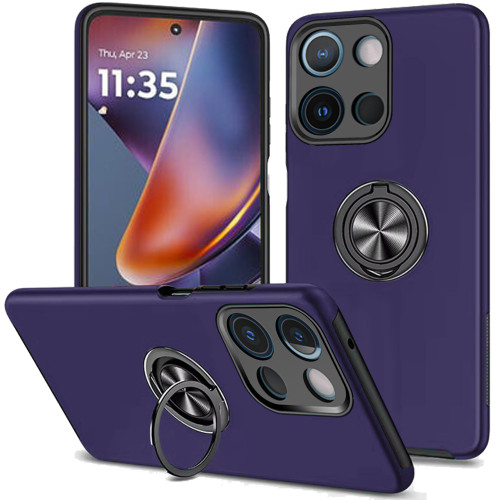 Military Grade 360 Rotating Ring Grip Hybrid Case for Motorola Moto G 2025 - Dark Purple