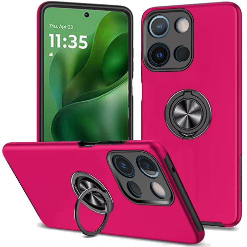 Military Grade 360 Rotating Ring Grip Hybrid Case for Motorola Moto G Power 2025 - Hot Pink