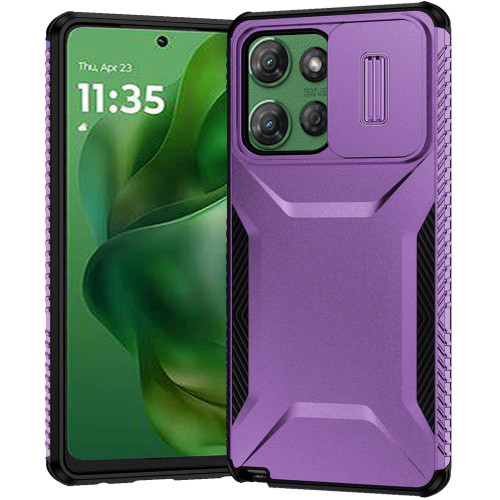 Combat Tough Series Hybrid Case with Camera Lens Cover for Motorola Moto G Power 2025 - Purple