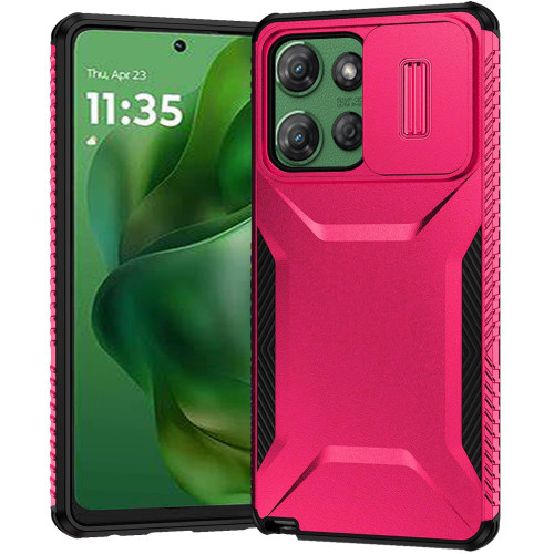 Combat Tough Series Hybrid Case with Camera Lens Cover for Motorola Moto G Power 2025 - Hot Pink