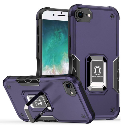 Military Grade Shockproof Hybrid Armor Case with Ring Grip for iPhone 16e - Purple