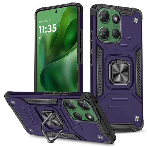 Military Grade Robust Series Dual Layer Hybrid Case with Ring Grip for Motorola Moto G Power 2025 - Purple