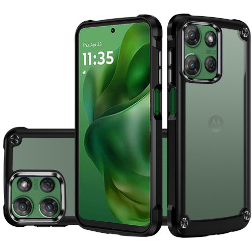 Military Grade Tough Shield Snap-on Transparent Case for Motorola Moto G Power 2025 - Black