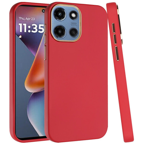 Soft Touch Dual-Layer Hybrid Case for Motorola Moto G 2025 - Red