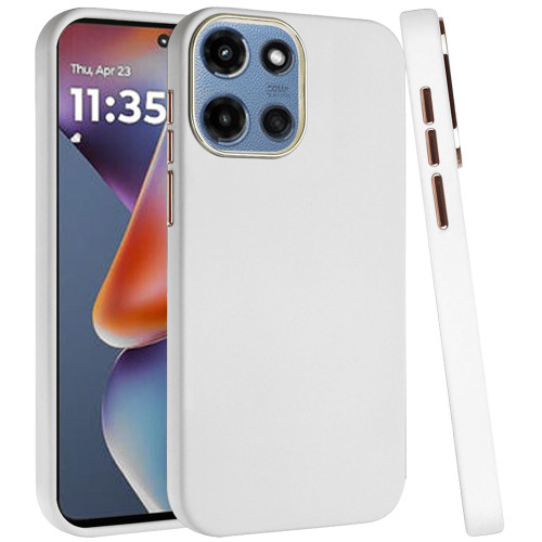 Soft Touch Dual-Layer Hybrid Case for Motorola Moto G 2025 - White
