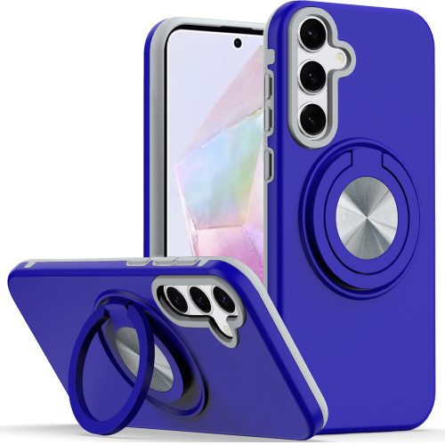 Circular Series Hybrid Case with Rotating Ring Stand for Samsung Galaxy A36 5G - Blue