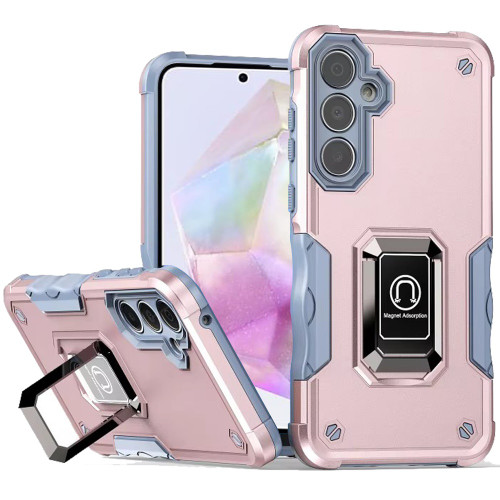 Military Grade Shockproof Hybrid Armor Case with Ring Grip for Samsung Galaxy A36 5G - Rose Gold