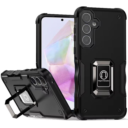 Military Grade Shockproof Hybrid Armor Case with Ring Grip for Samsung Galaxy A36 5G - Black