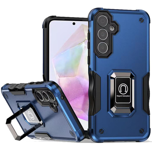 Military Grade Shockproof Hybrid Armor Case with Ring Grip for Samsung Galaxy A36 5G - Blue