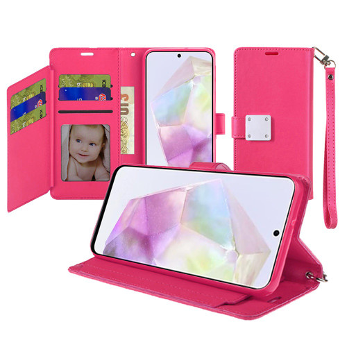 Extra Series Essential Leather Wallet Stand Case for Samsung Galaxy A36 5G - Pink