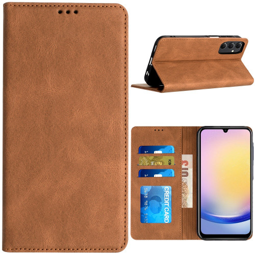 Leather Folio Wallet Case for Samsung Galaxy A36 5G - Brown