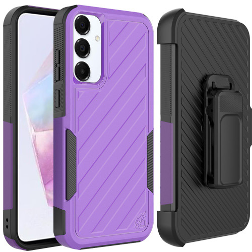 Military Grade Noble Hybrid Armor Case with Belt Clip Holster for Samsung Galaxy A36 5G - Purple