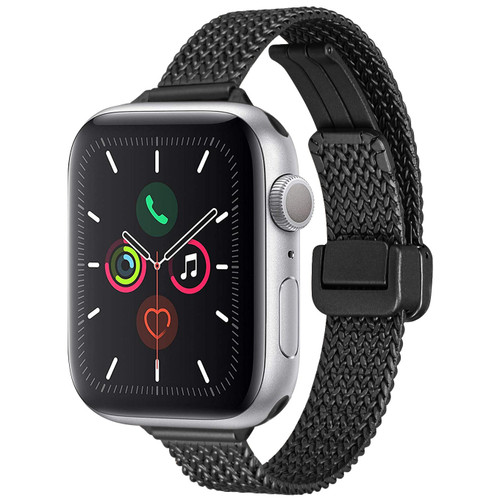 Braided Mesh Stainless Steel Band for Apple Watch 42mm / 41mm / 40mm - Black
