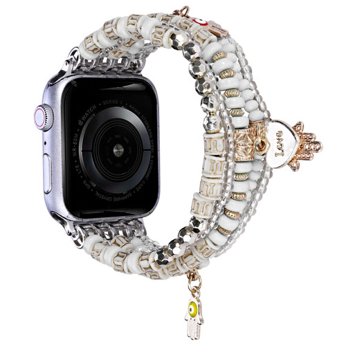 Love Pendant Beads Ornaments Bracelet Band for Apple Watch 42mm / 41mm / 40mm - White