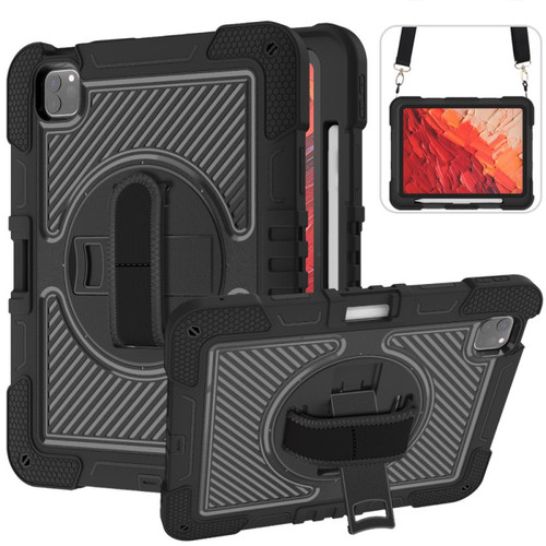 Military Grade 3-IN-1 Hybrid Armor Case with Hand and Shoulder Strap for iPad Pro 13-inch (M4) - Black