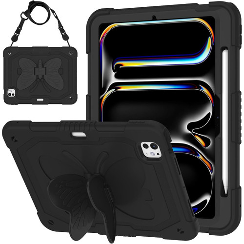 Butterfly Series Military Grade Shockproof Hybrid Case with Adjustable Wings for iPad Pro 11-inch (M4) - Black
