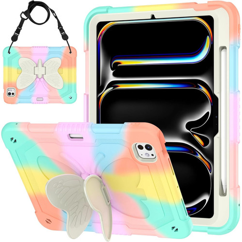 Butterfly Series Military Grade Shockproof Hybrid Case with Adjustable Wings for iPad Pro 11-inch (M4) - Colorful