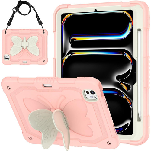 Butterfly Series Military Grade Shockproof Hybrid Case with Adjustable Wings for iPad Pro 11-inch (M4) - Rose Gold