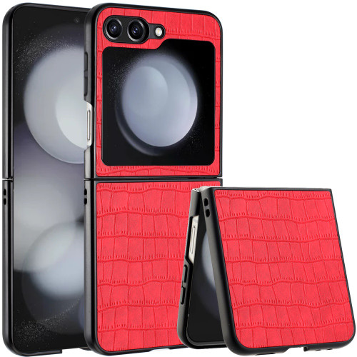 Alligator Skin Texture Leather Protective Cover for Samsung Galaxy Z Flip 6 - Red