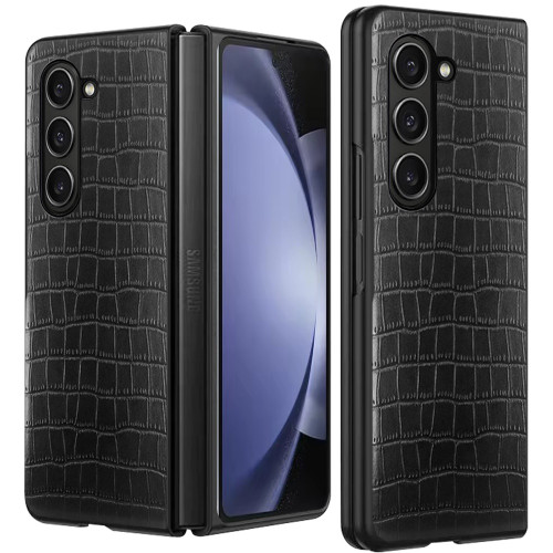 Alligator Skin Texture Leather Protective Cover for Samsung Galaxy Z Fold 6 - Black