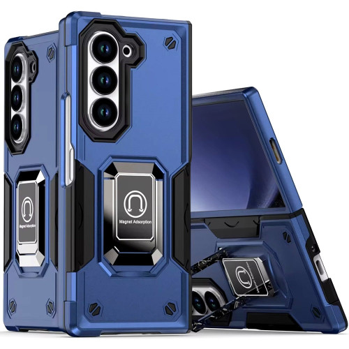 Military Grade Shockproof Hybrid Armor Case with Ring Grip for Samsung Galaxy Z Fold 6 - Blue