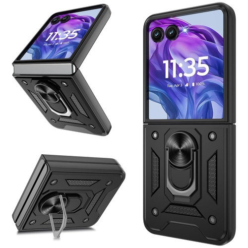 Ring Holder Hybrid Case for Motorola Razr Plus 2024 - Black