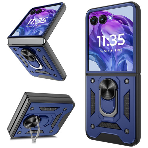 Ring Holder Hybrid Case for Motorola Razr Plus 2024 - Blue