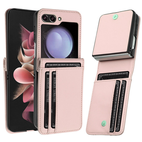 Luxury Leather Wallet Case for Samsung Galaxy Z Flip 6 - Rose Gold